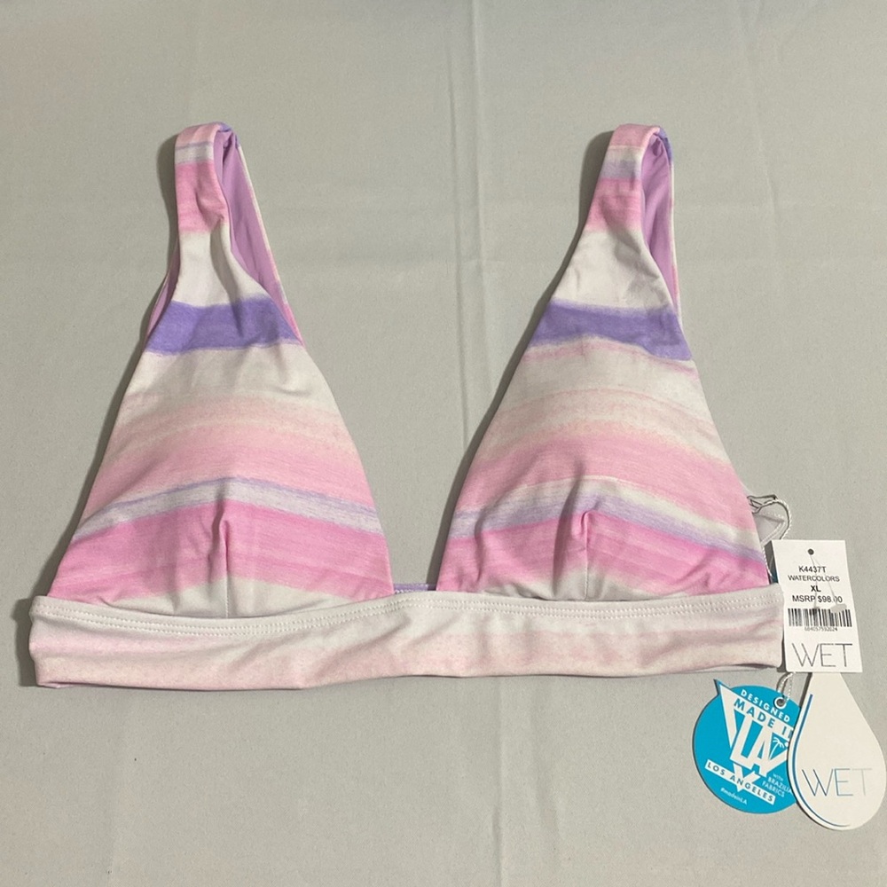 WET Watercolor Bikini Top Bralette Style Women's Size XL